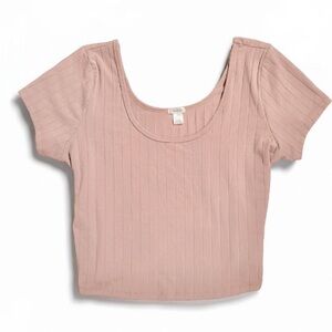 Bozzolo Ribbed Scoop Neck Short Sleeve Top